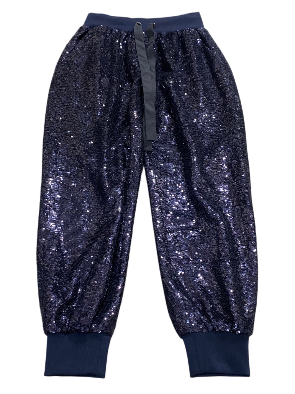 Cinq à Sept Sequin Giles Pant Navy Glam Fancy Drawstring Jogger Pants Small - Picture 2 of 9